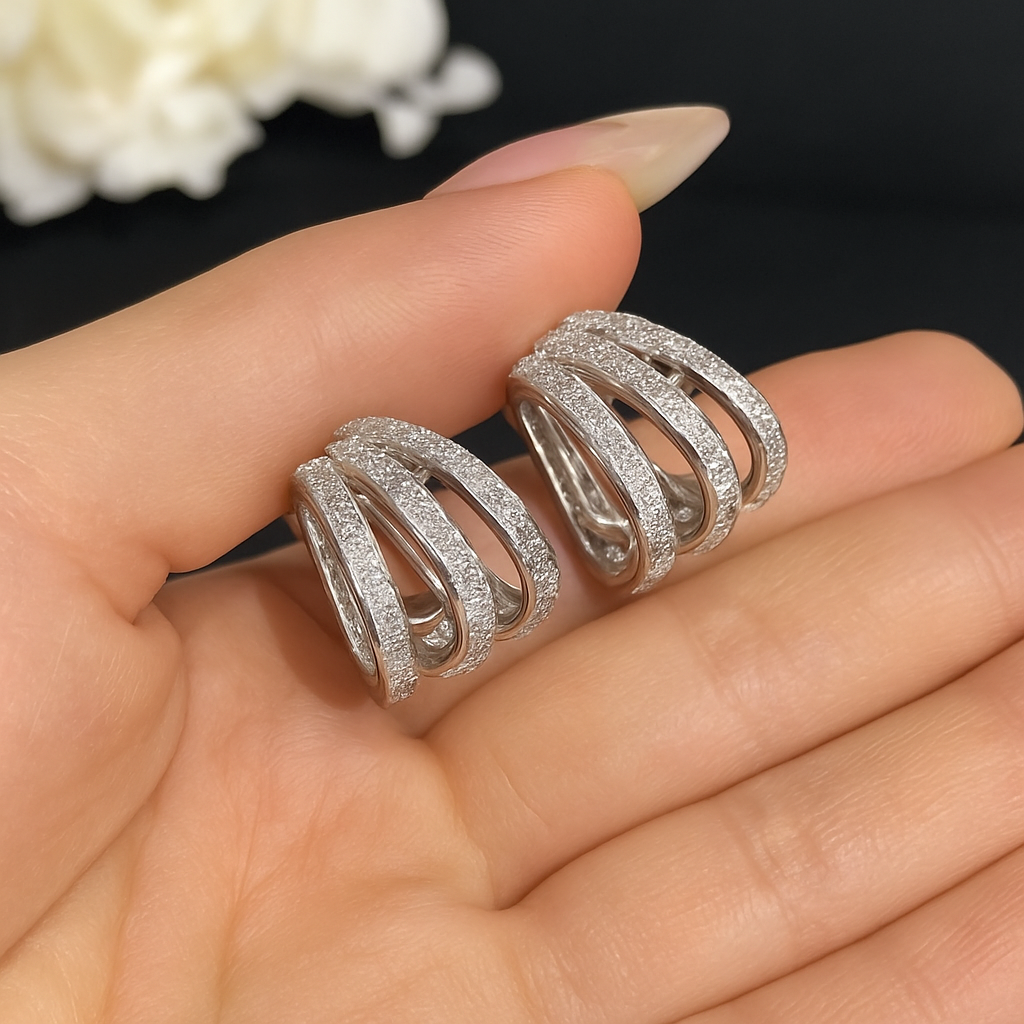 Huggie Earrings Silver Elegant Shine