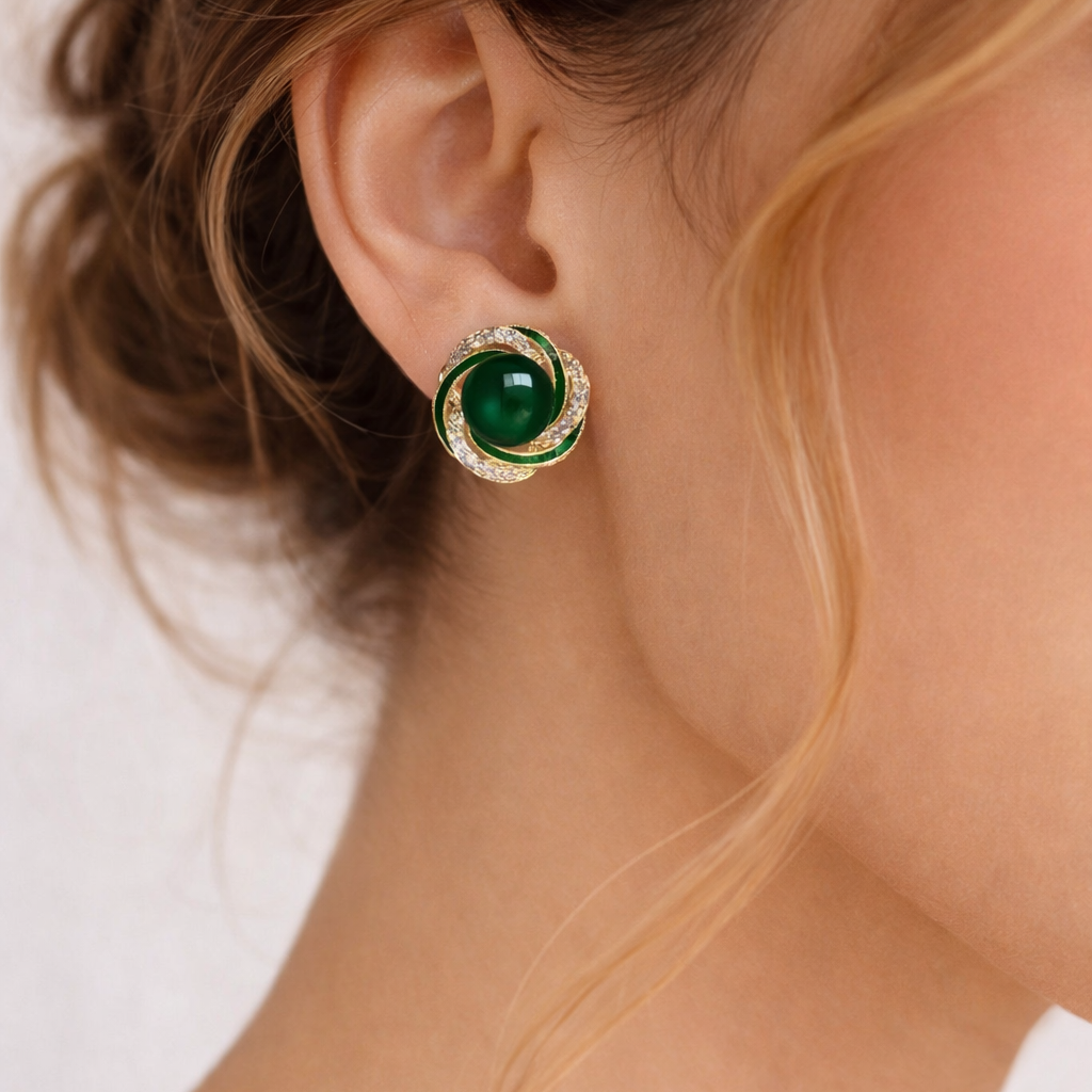 Pearl Stud Earrings Vintage Silver