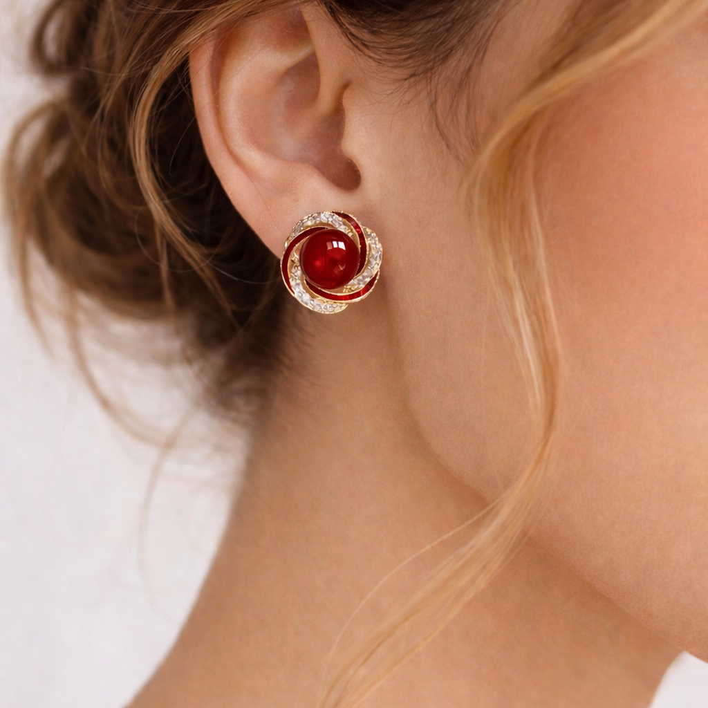 Pearl Stud Earrings Vintage Silver