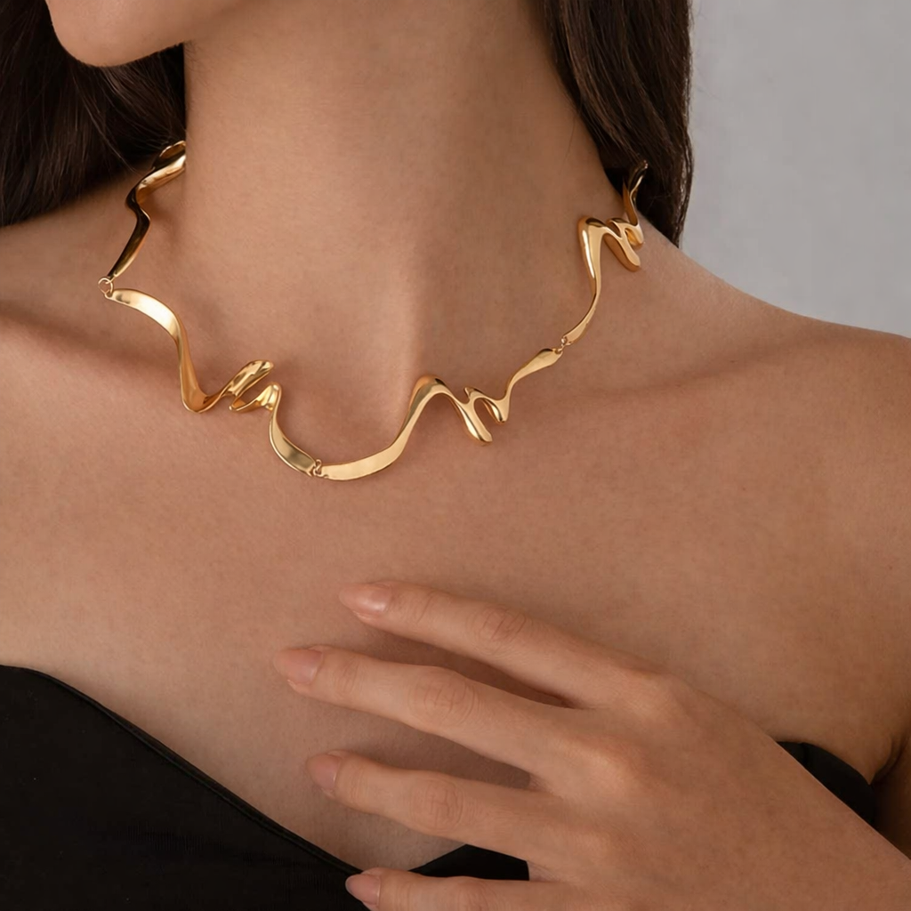 Liquid Wave Cuff Necklace