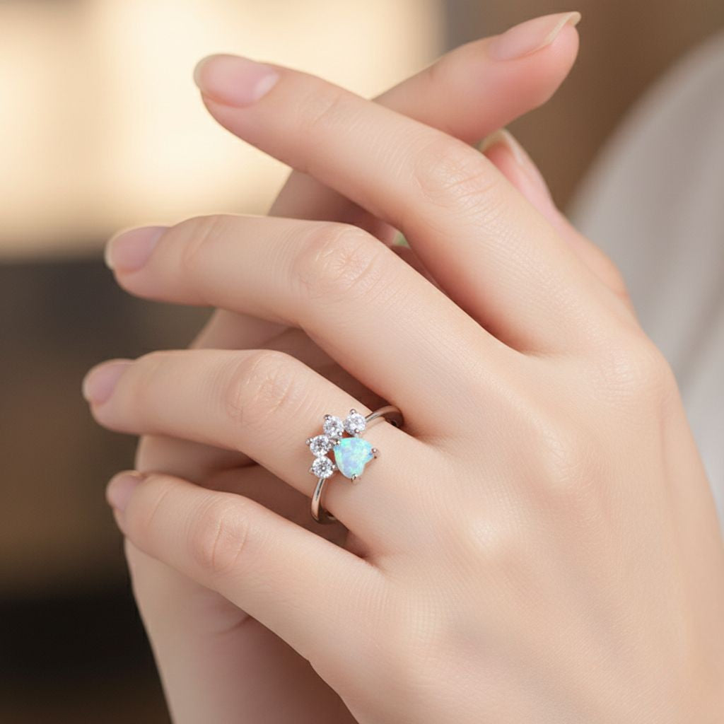 Golden Opal Paw Ring