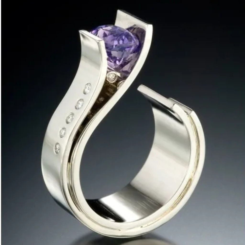 Amethyst Vintage Silver Statement Ring