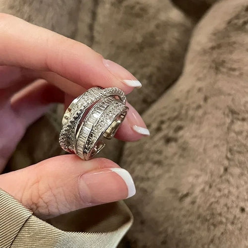 Crossed Zircon Silver Luxe