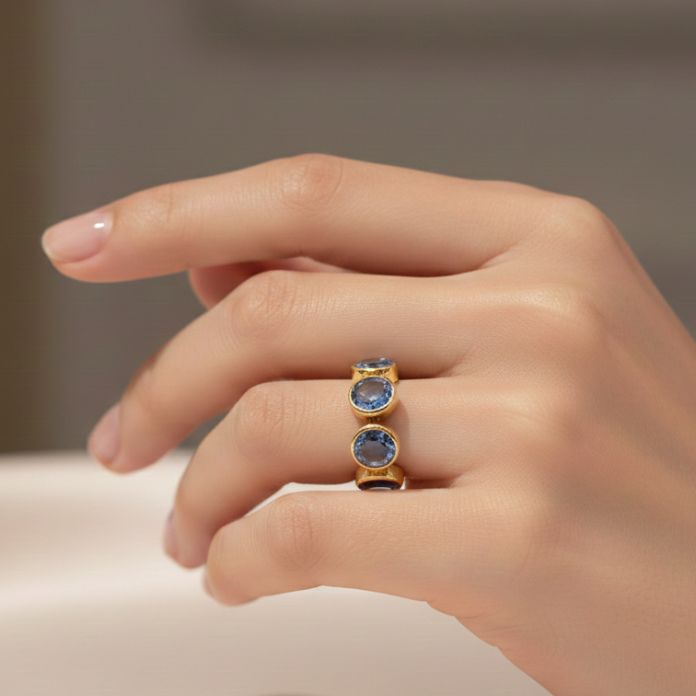 Golden Blue Zirconia Ring