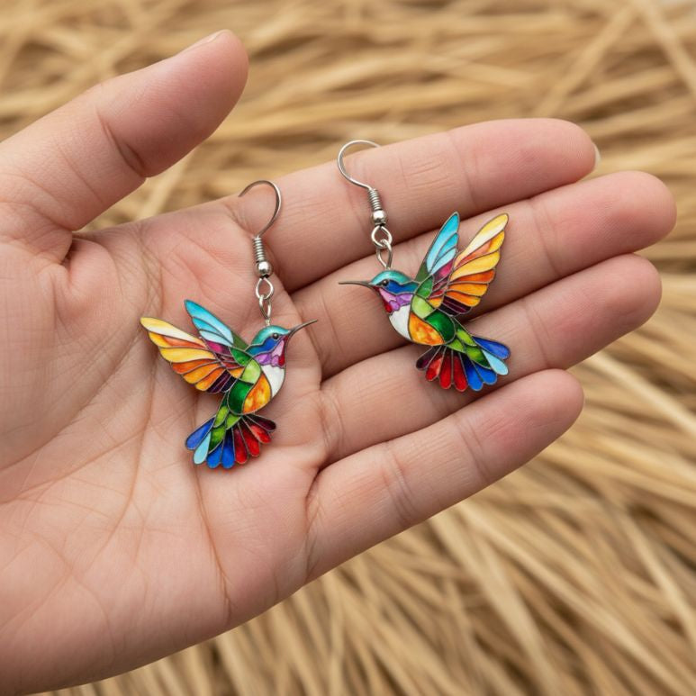 Multicolor Hummingbird Drop Earrings