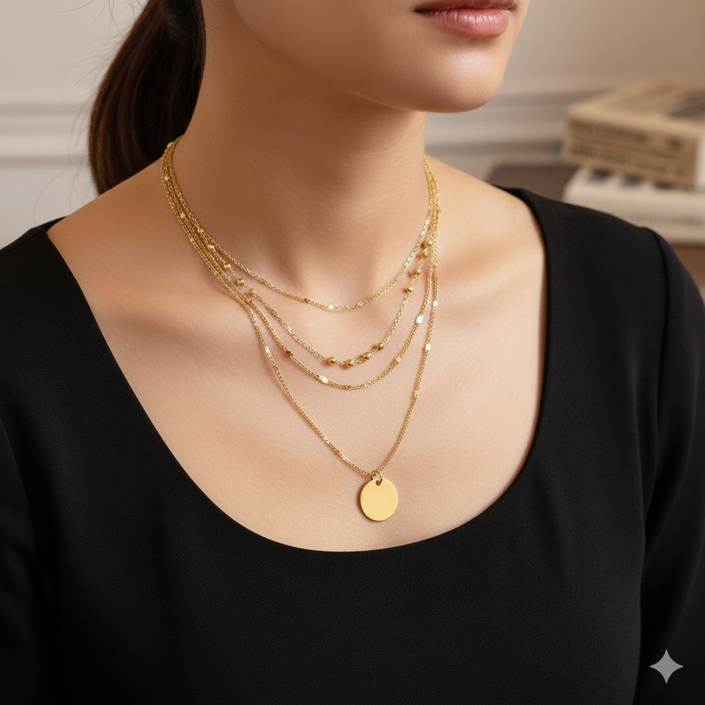 Two-Tone Layered Disc Necklace