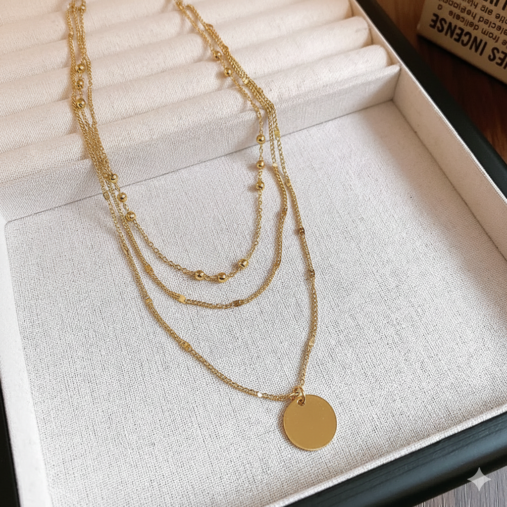 Two-Tone Layered Disc Necklace