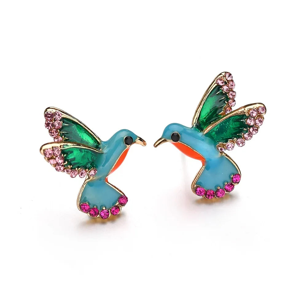 Golden Blue Bird Earrings