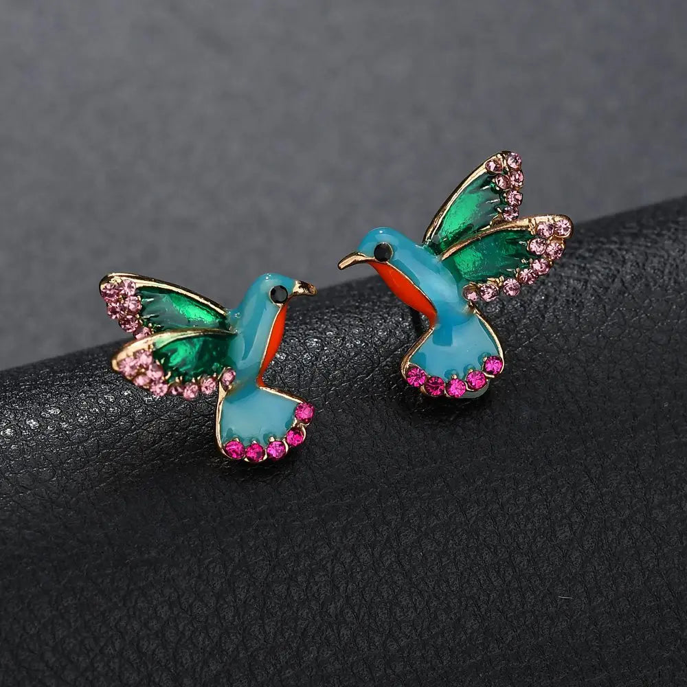 Golden Blue Bird Earrings