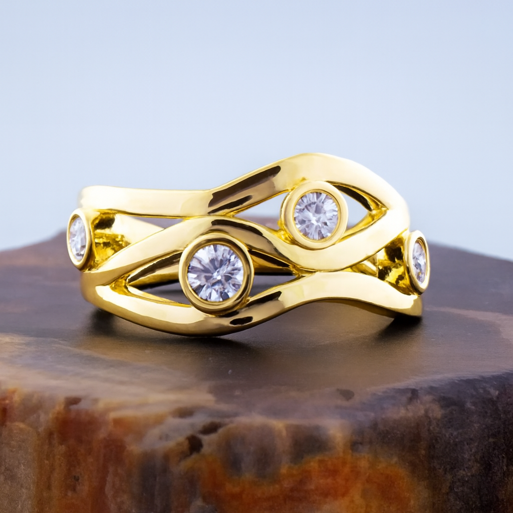 Geometric Stackable Golden Minimalist Ring