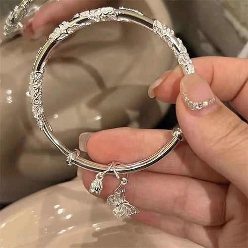 Charm Bangle Bracelet Feminine Silver