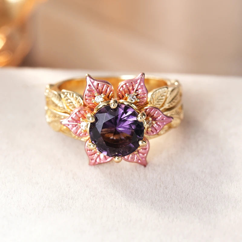 Purple Bloom Gold Floral
