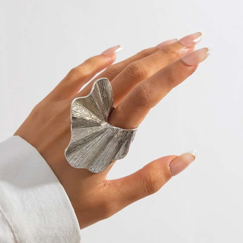Textured Leaf Statement Ring