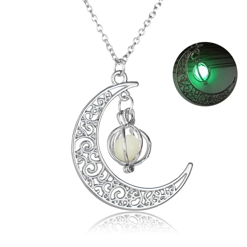 Silver Luminous Moon Necklace