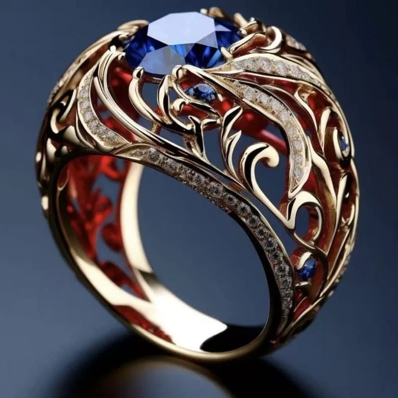 Golden Bloom Sapphire Ring