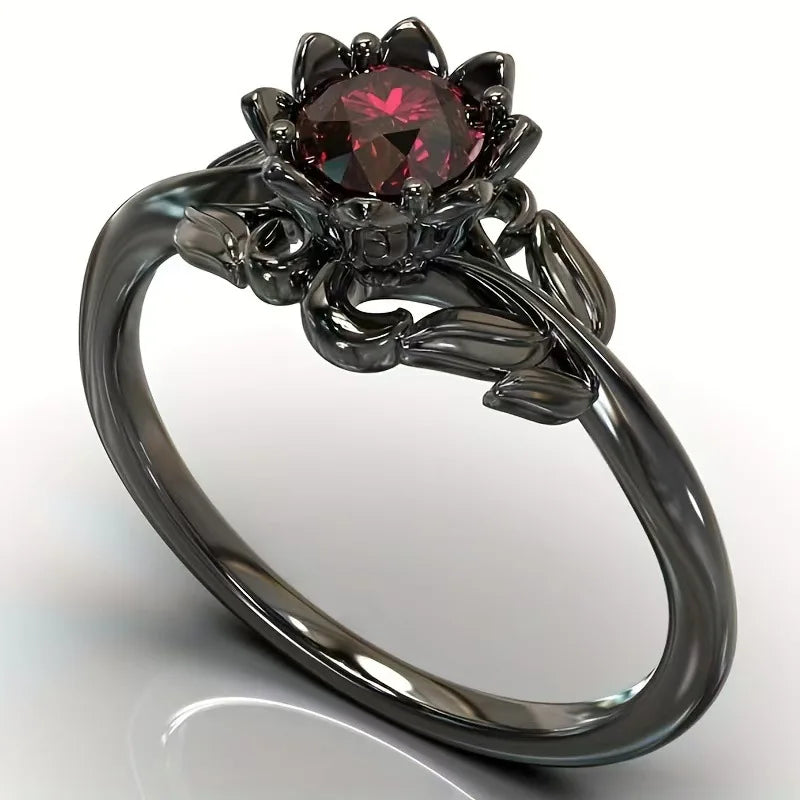 Ring Mystic Black Flower