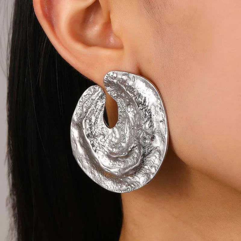 Geometric Statement Stud Earrings Vintage Gold