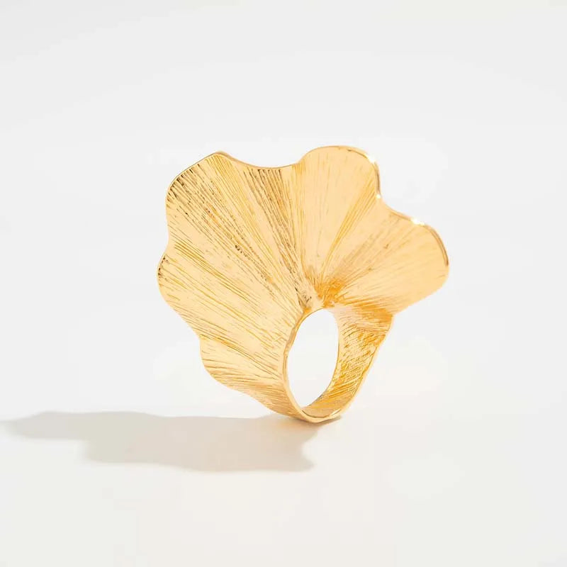Textured Leaf Statement Ring