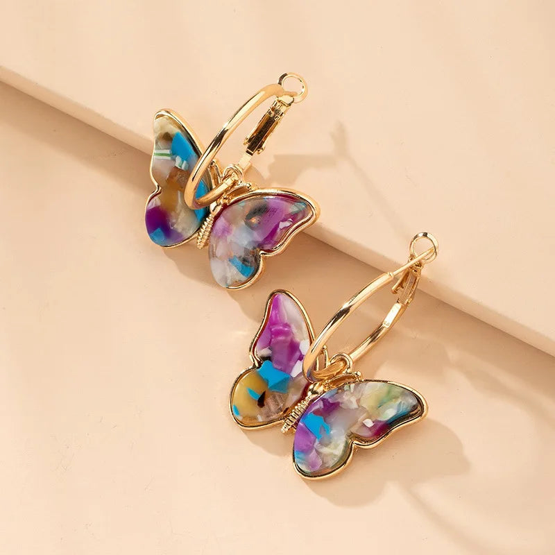 Golden Blue Heart Earrings