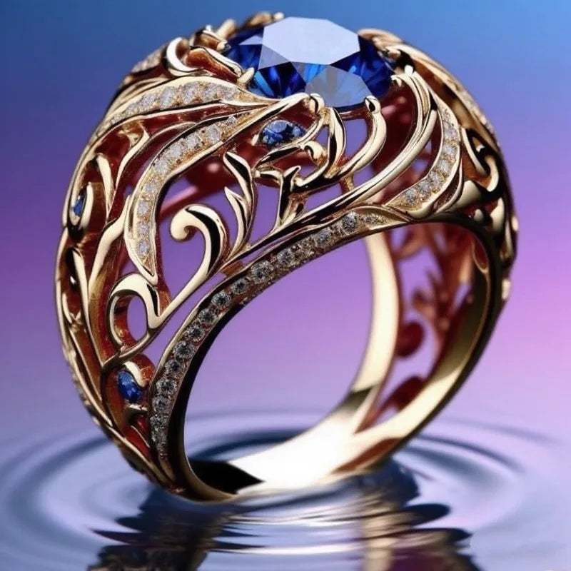 Golden Bloom Sapphire Ring