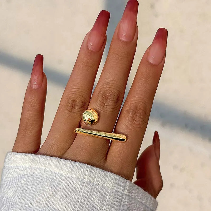 Geometric Open Ring Punk Gold