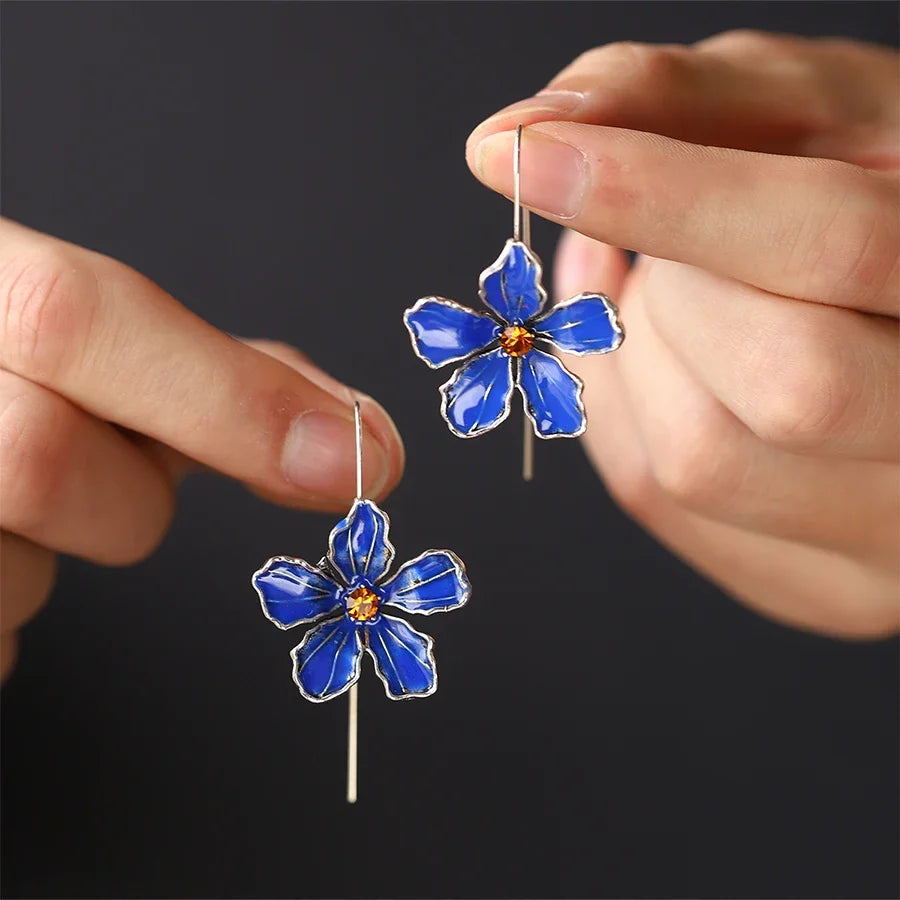 Golden Blue Drop Earrings