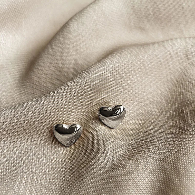 Heart Stud Earrings Minimal Golden