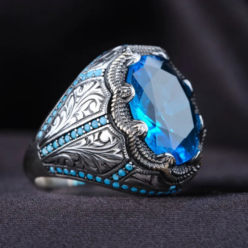 Silver Blue Zircon Ring