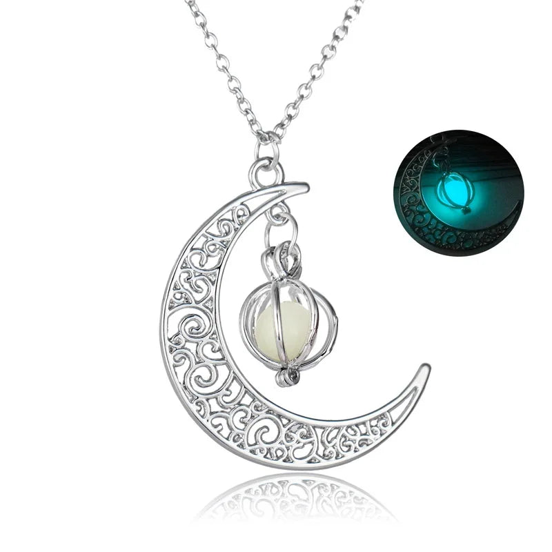 Silver Luminous Moon Necklace