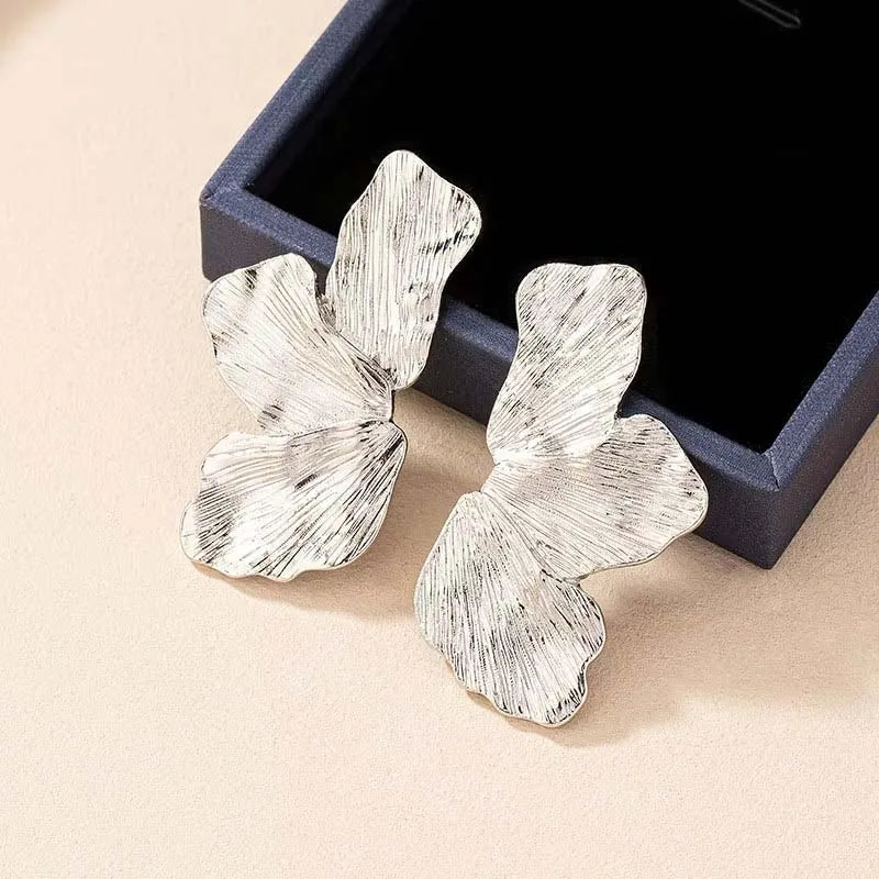 Floral Statement Stud Earrings Vintage Gold