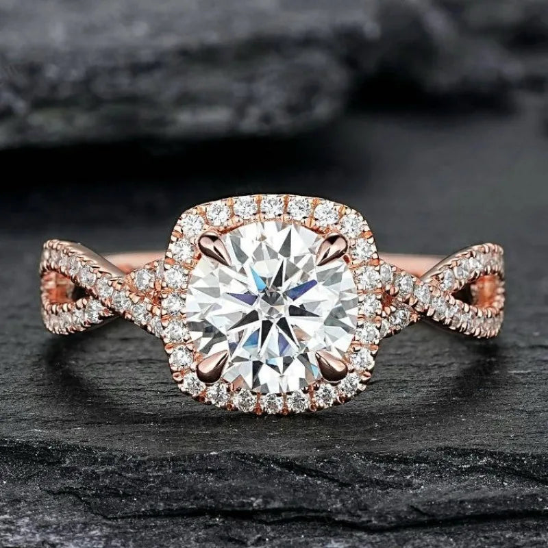 Ring – Rose Gold Diamond Halo