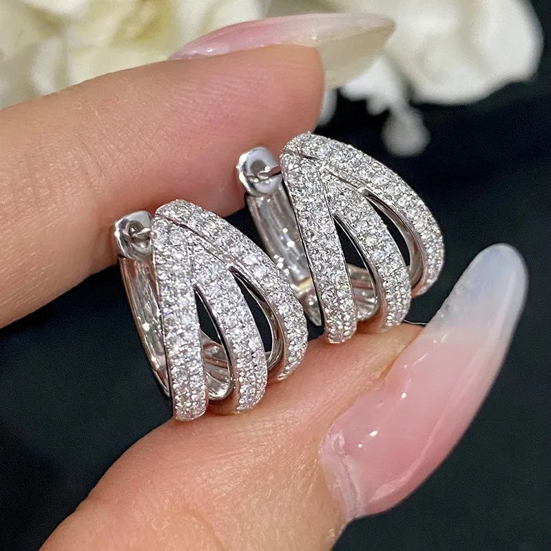 Huggie Earrings Silver Elegant Shine