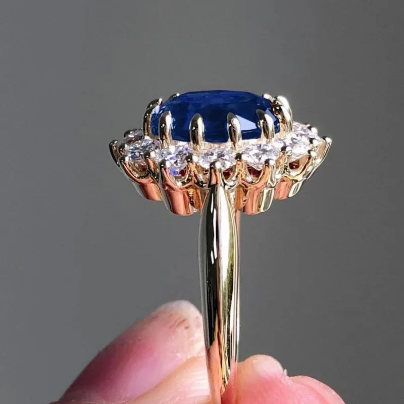Golden Blue Zircon Ring