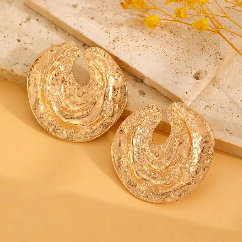 Geometric Statement Stud Earrings Vintage Gold