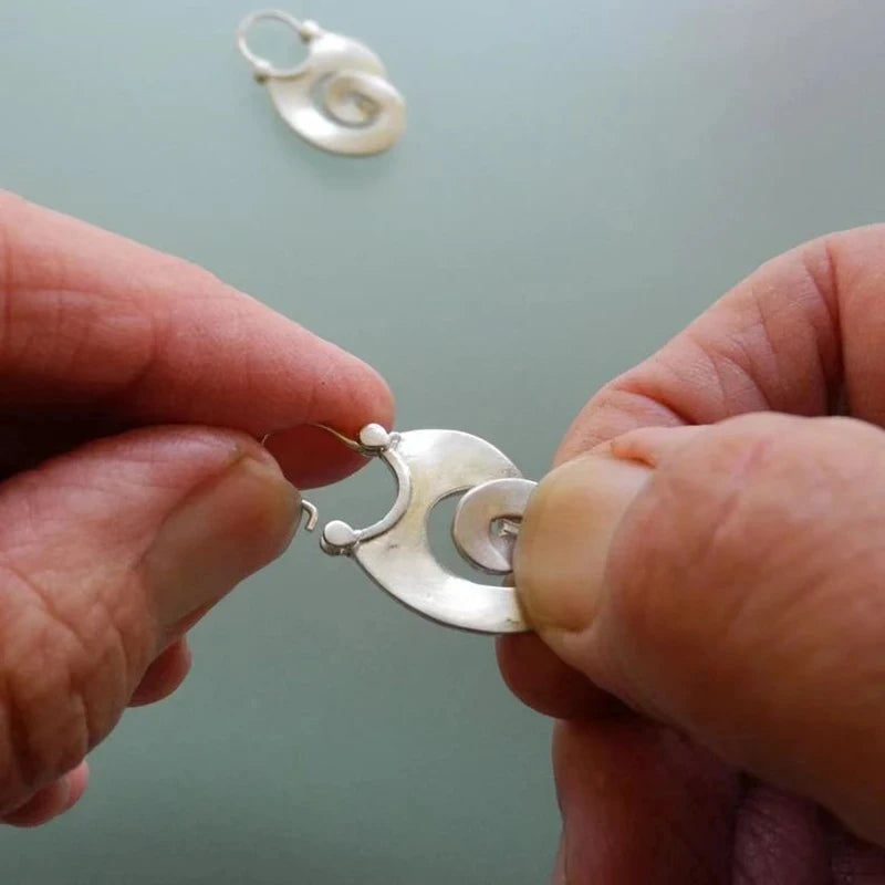 Drop Earrings Silver Boho Spiral