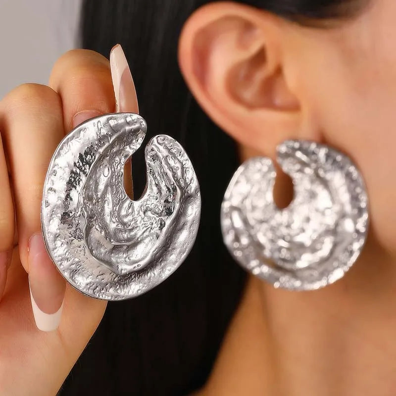 Geometric Statement Stud Earrings Vintage Gold