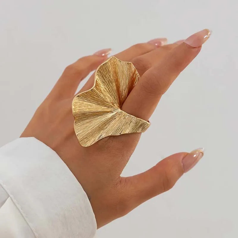 Textured Leaf Statement Ring