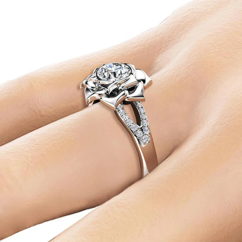 Ring Elegant Silver Floral