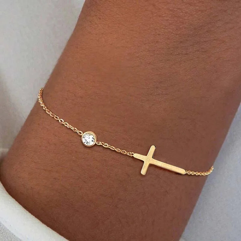 Golden Cross Zircon Bracelet