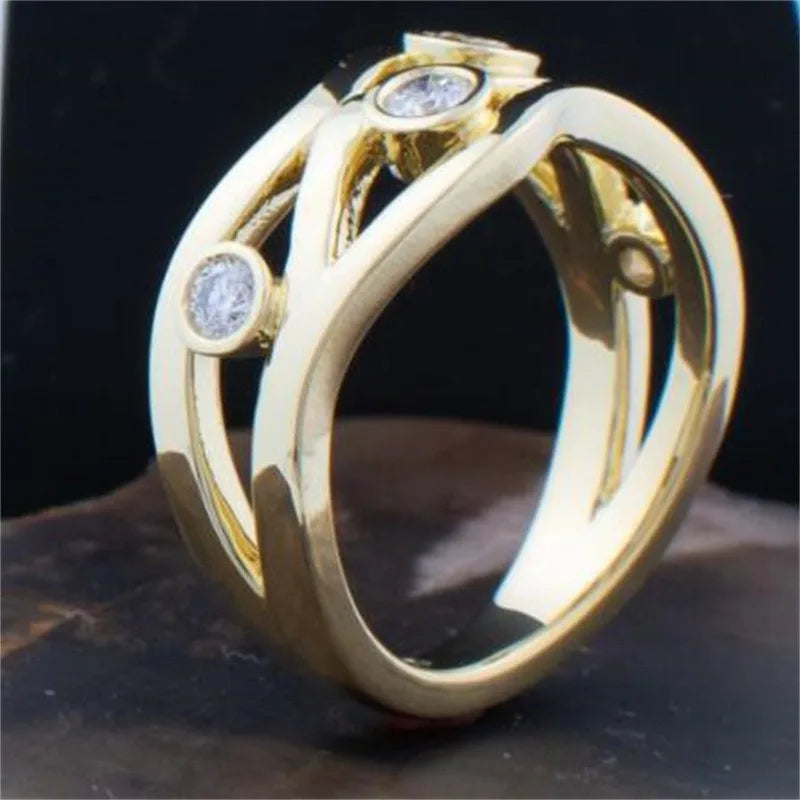 Geometric Stackable Golden Minimalist Ring