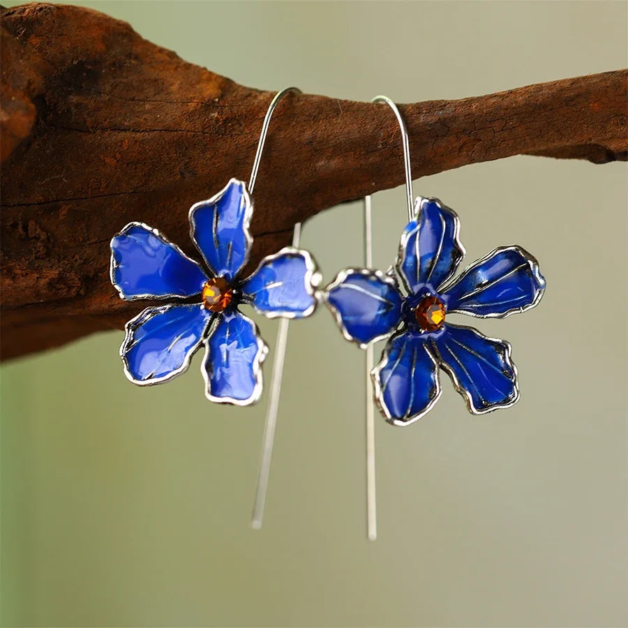 Golden Blue Drop Earrings