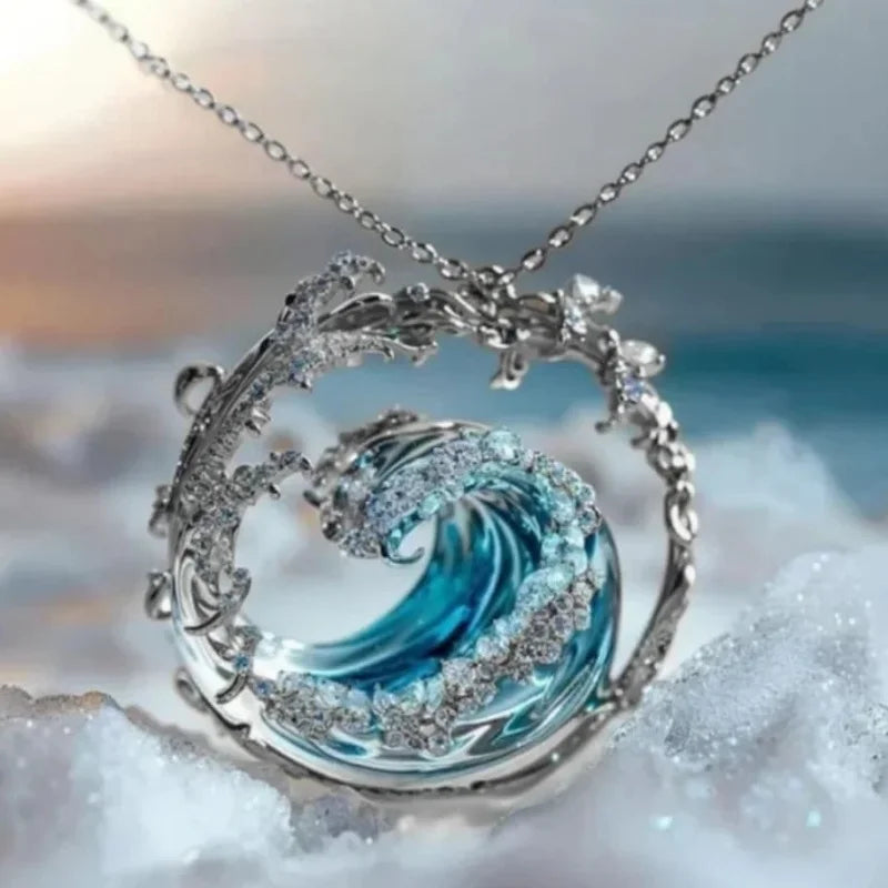 Ocean Wave Pendant Necklace