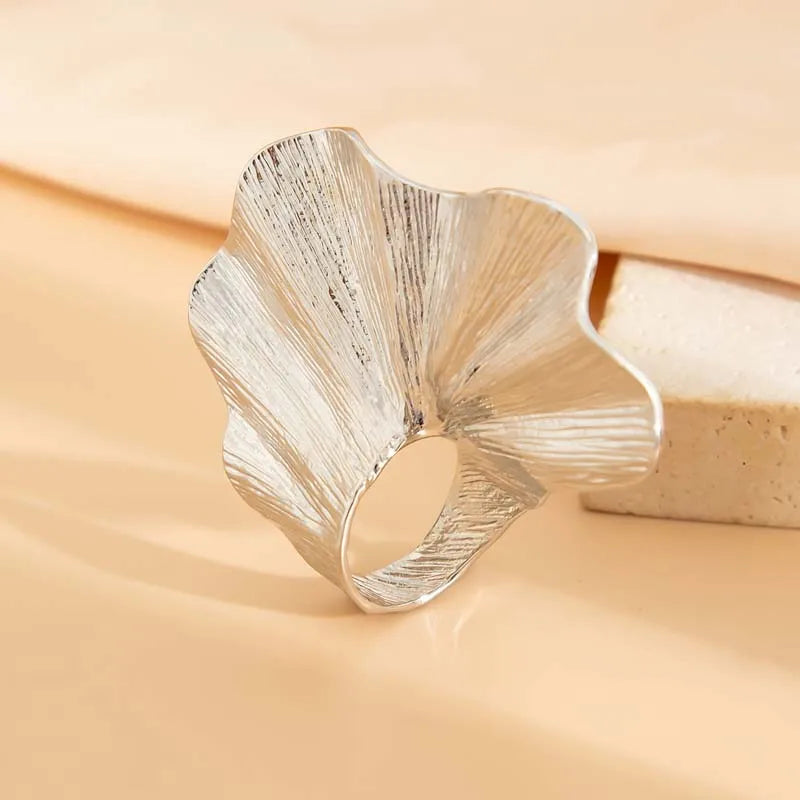 Textured Leaf Statement Ring