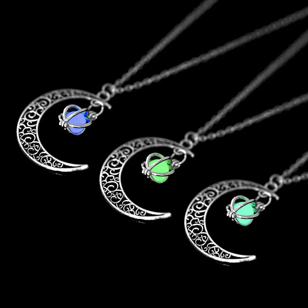 Silver Luminous Moon Necklace