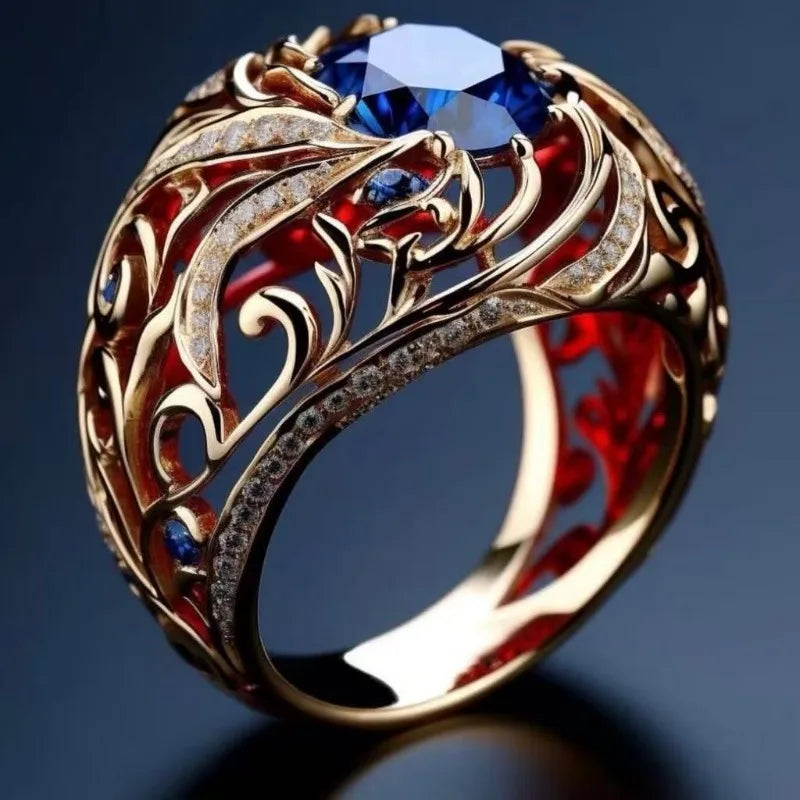 Golden Bloom Sapphire Ring