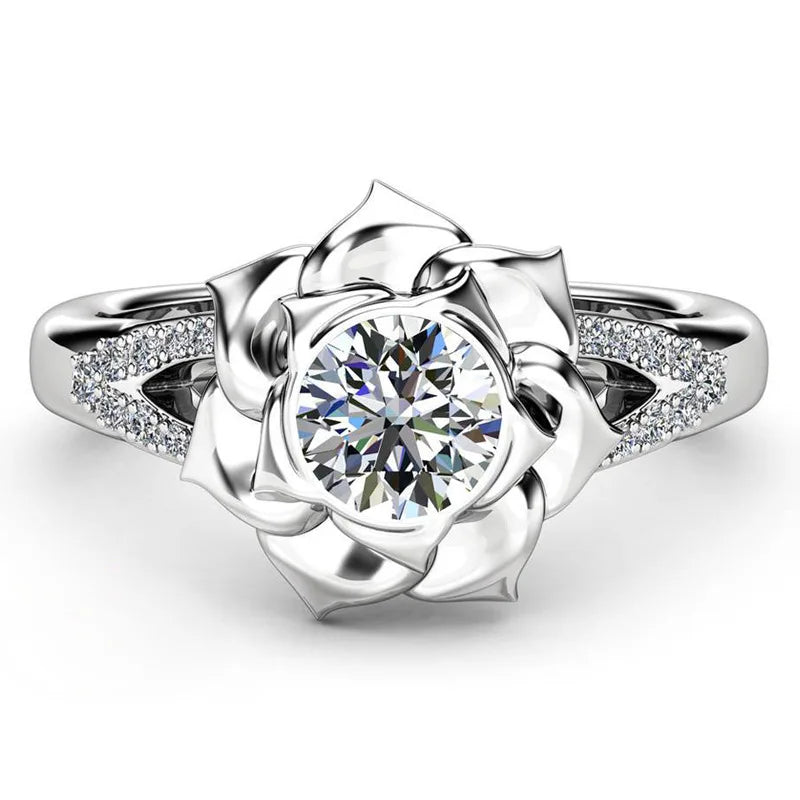 Ring Elegant Silver Floral