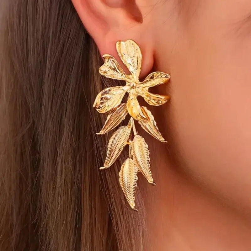 Golden Bohemian Flower Earrings