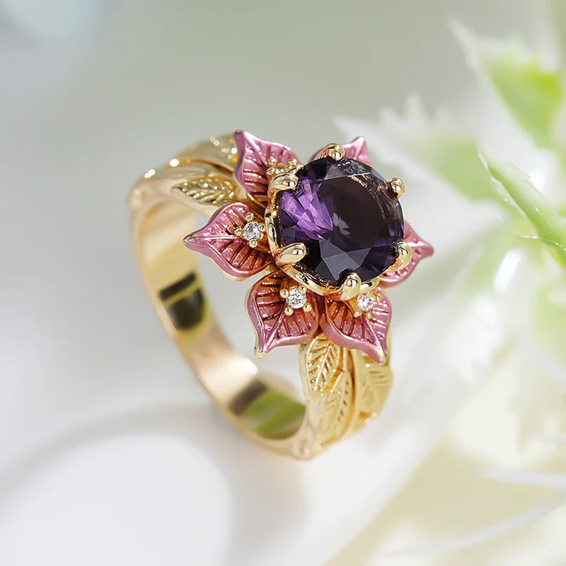 Purple Bloom Gold Floral