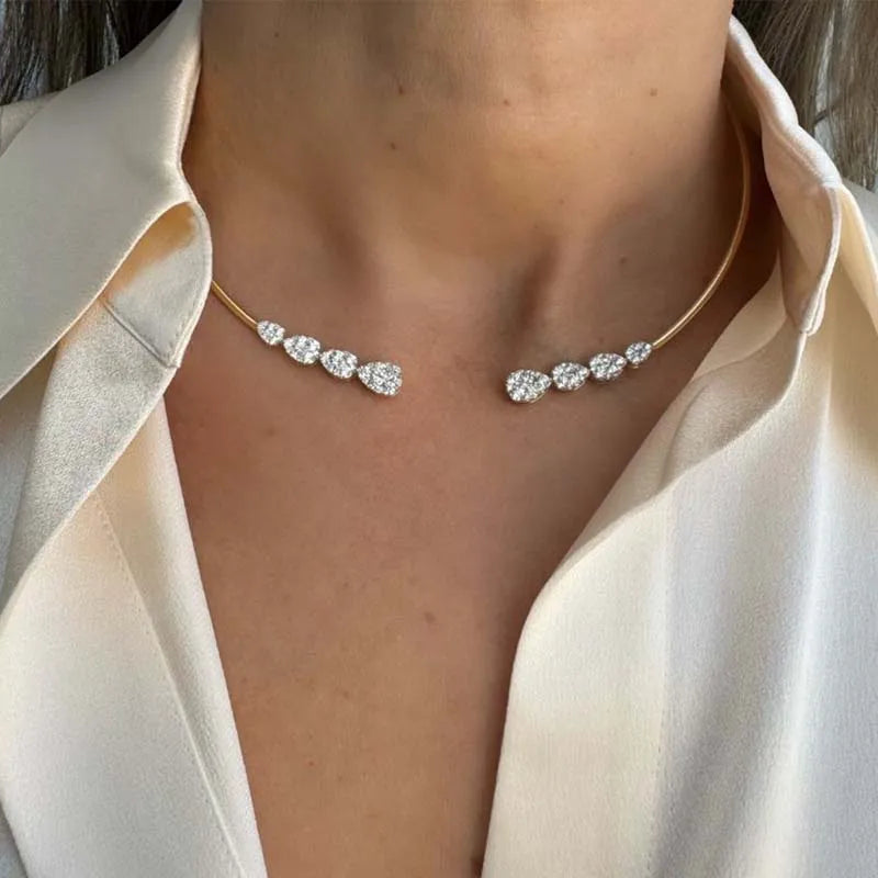Teardrop Crystal Cuff Necklace