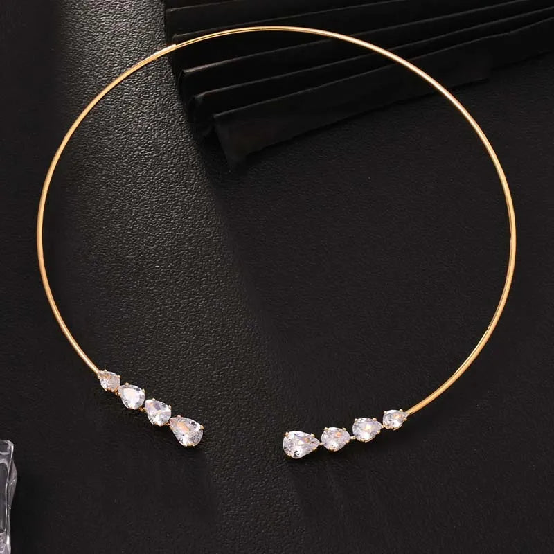 Teardrop Crystal Cuff Necklace